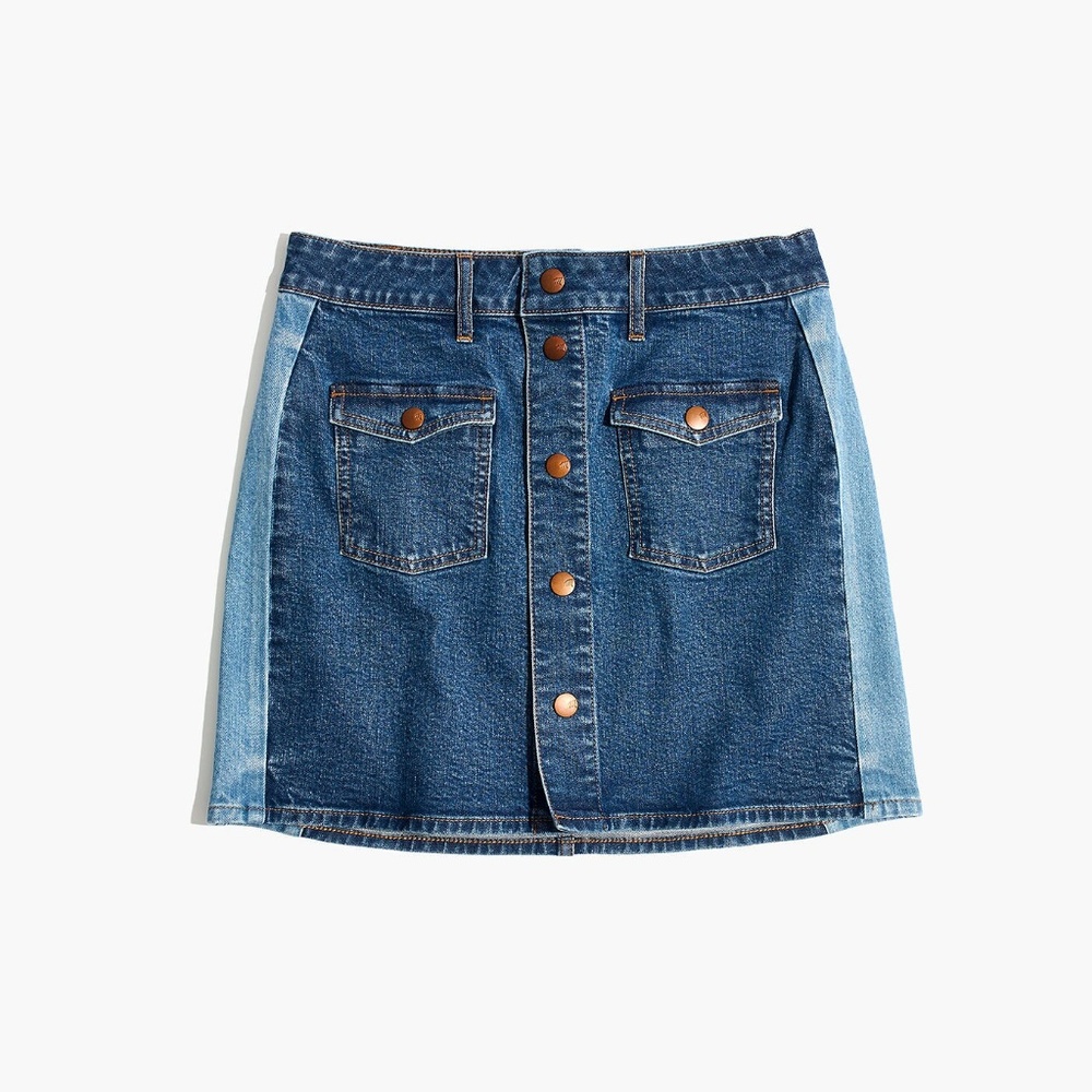 Madewell pieced denim mini skirt